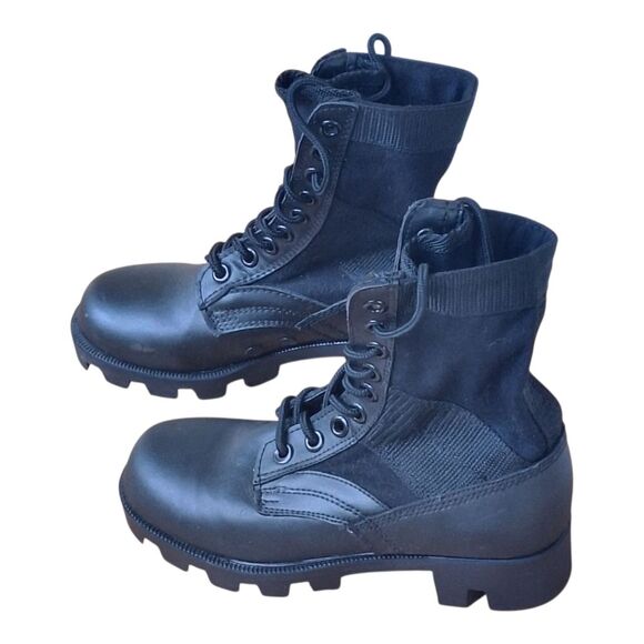 Kids Rothco GI Style Jungle Boots 8" Black Leather Nylon Youth Size 2 Hunting - Picture 1 of 15